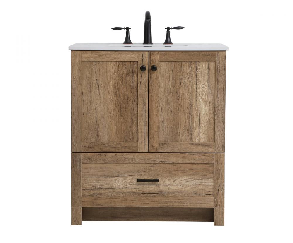 30 Inch Single Bathroom Vanity in Natural Oak