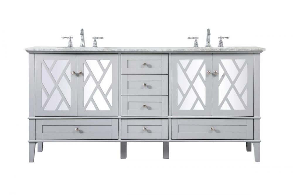 72 Inch Double Bathroom Vanity Set in Grey