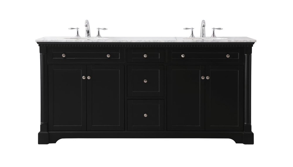 72 Inch Double Bathroom Vanity Set in Black