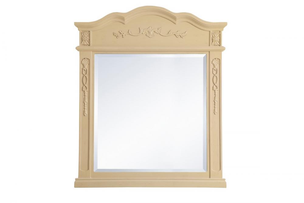 Wood Frame Mirror 32 Inchx38 Inch in Light Antique Beige