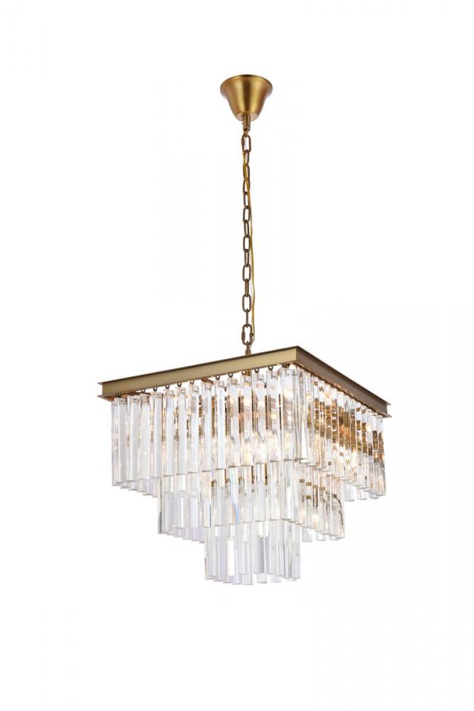 Sydney 21.5 Inch Square Crystal Chandelier in Satin Gold