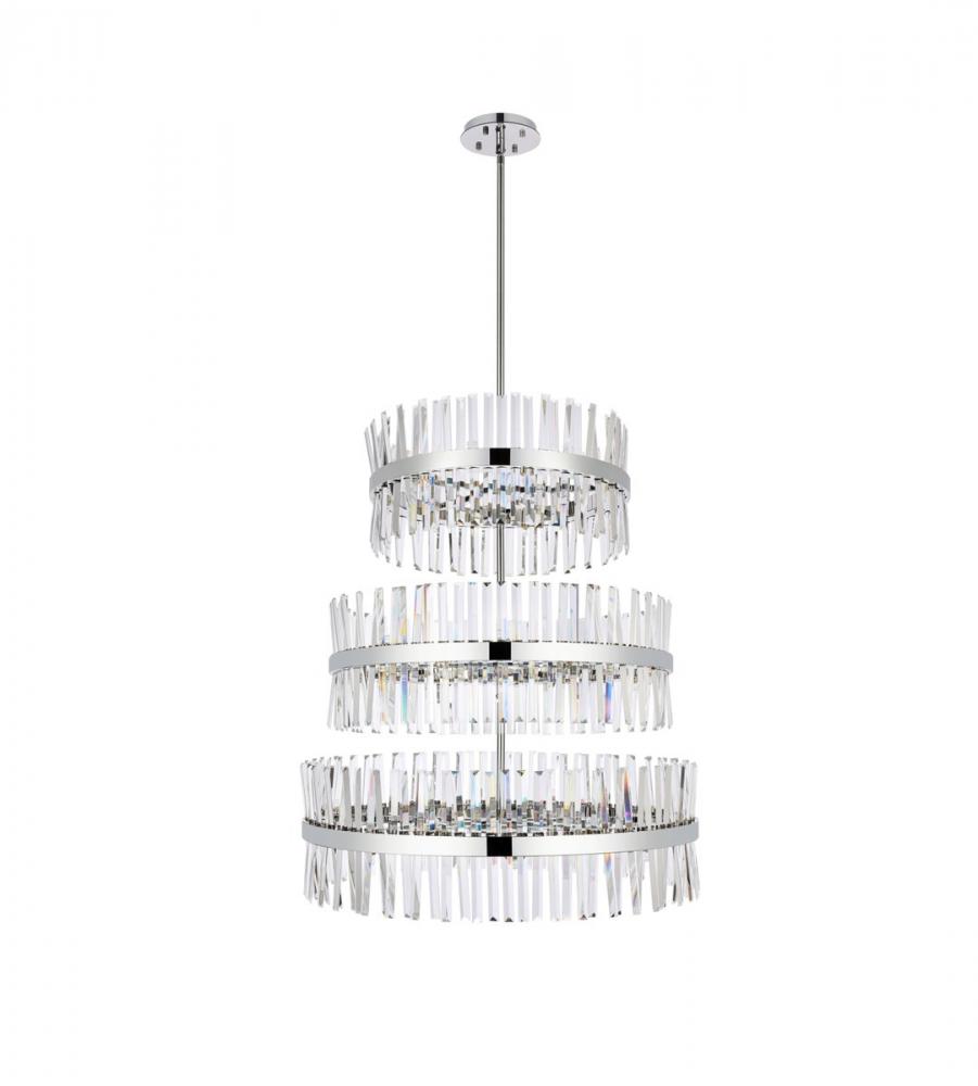 Serephina 36 Inch 3 Tiers Crystal Round Chandelier Light in Chrome