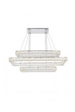 Elegant 3504G50L3C - Monroe 50 Inch LED Triple Rectangle Pendant in Chrome