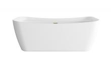 Elegant BT10467GW-BGD - 67 inch Soaking Bathtub in Glossy White with Brushed Gold Trim