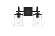 Elegant LD7313W14BLK - Avani 2 light Black and Clear Bath Sconce