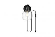 Elegant LD7330W6BLK - Wesson 1 light Black and Clear plug in wall sconce