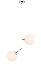 Elegant LD8051D8C - Ryland 2 Light Chrome and Frosted White Glass Pendant