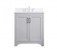 Elegant VF17030GR-BS - 30 Inch Single Bathroom Vanity in Grey with Backsplash