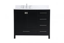 Elegant VF18842BK-BS - 42 Inch Single Bathroom Vanity in Black with Backsplash