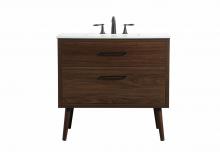 Elegant VF41036MWT - 36 Inch Single Bathroom Vanity in Walnut