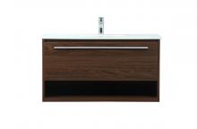 Elegant VF43536MWT - 36 Inch Single Bathroom Vanity in Walnut