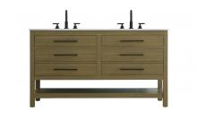 Elegant VF60560DMCB - 60 inch Double Bathroom Vanity in Chestnut Brown