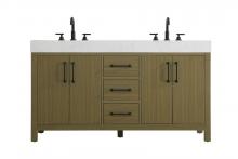 Elegant VF60660DMCB - 60 inch Double Bathroom Vanity In Chestnut Brown