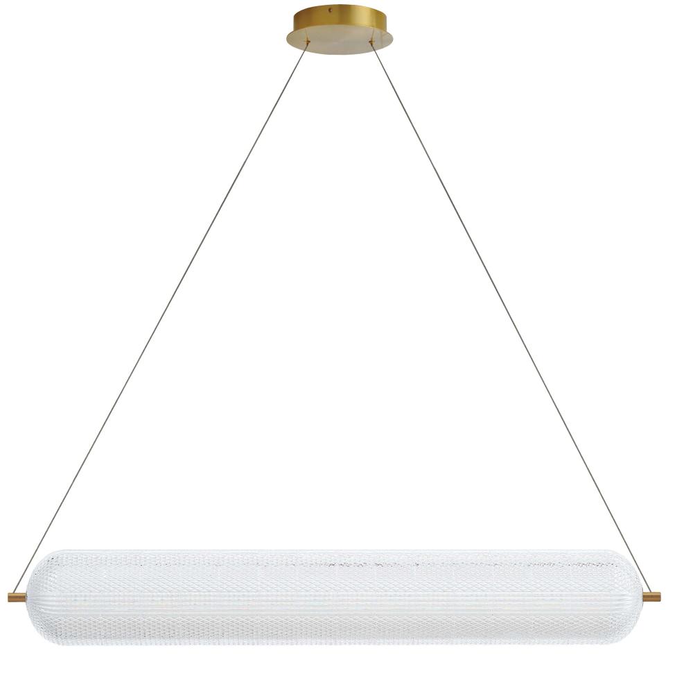 36W Horizontal Pendant Aged Brass with Clear Acrylic Diffuser