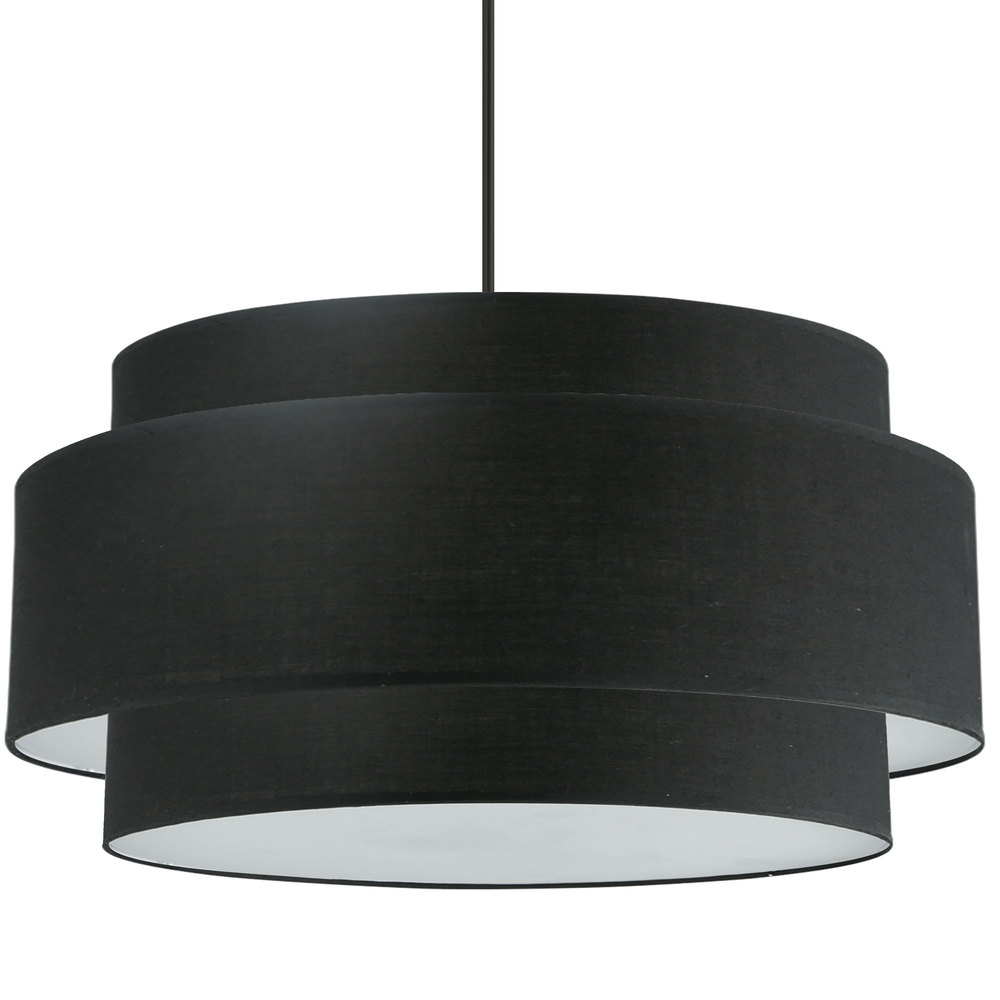 4 Light Incandescent Chandelier, Matte Black with Black Shade