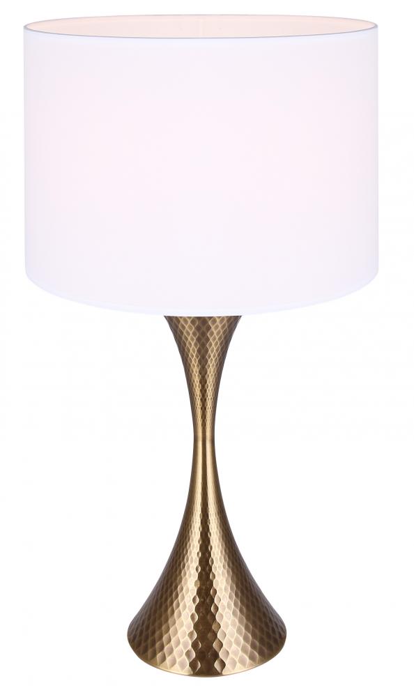 Mica 1 Light Table Lamp with Gold Finish and White Shade