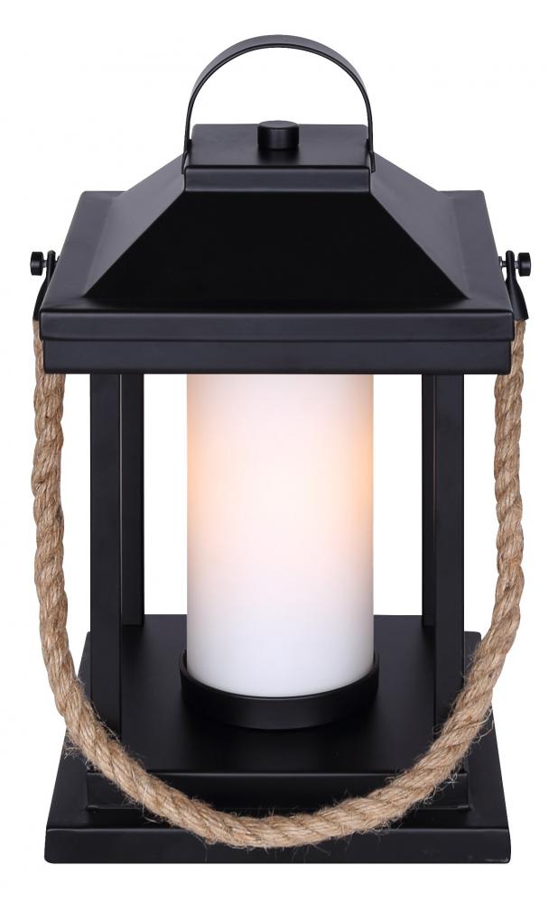 Kyler 1 Light Table Lamp with Matte Black and Rope Finish and White Shade