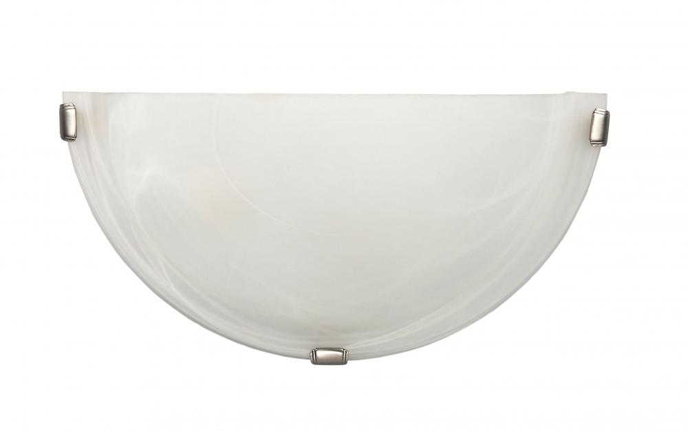 Wall , 1 Lt Wall Sconce, Alabaster Glass, 100W Type A, 12" W x 6 1/4" H x 3 3/4" D