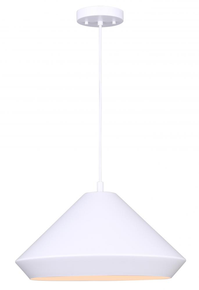 Byck 1 Light Pendant, White Finish