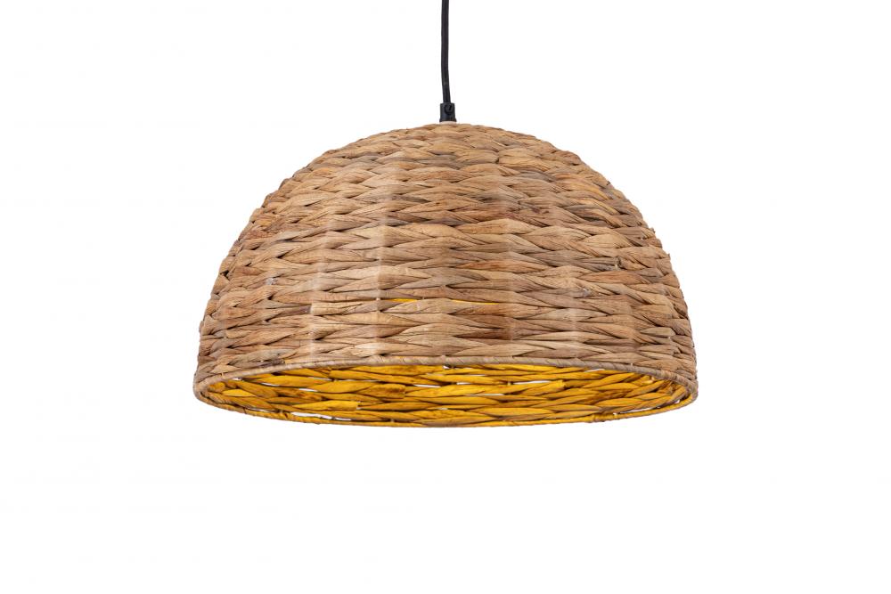 KAIA 40-Watt 1 Light Natural Asian Inspired Pendant with Natural Seagrass Shade