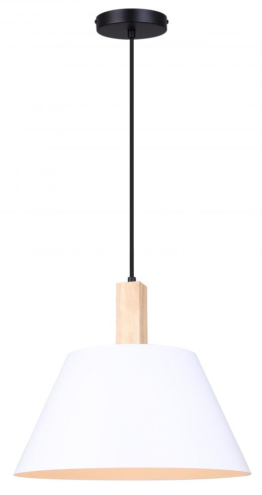 HARLYN, IPL1124A01BWW, MBK + MWH + Real Wood Color, 1 Lt Pendant, 60W Type A