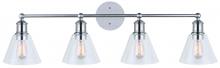 Canarm IVL628A04BN - LARKEN, IVL628A04BN -G-, 4 Lt Vanity, Clear Glass, 100W Type A, Easy Connect Included, 35 IN W x 10