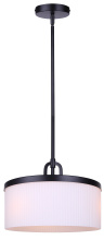 Canarm IPL1165A03BK14-FR - KINSLEA 3-Light Dual Mount Rod Pendant, Matte Black with Ribbed Flat Opal Glass