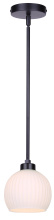Canarm IPL2257B01BK - NELLA 1 Light Rod Pendant, Matte Black with Ribbed Opal Glass, 15-57inch H