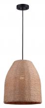 Canarm IPL785B01BKR - AUBRIE, IPL785B01BKR, MBK + Rope Color, 1 Lt Cord Pendant, 60W Type A, 12" W x 16.75 - 64.75"