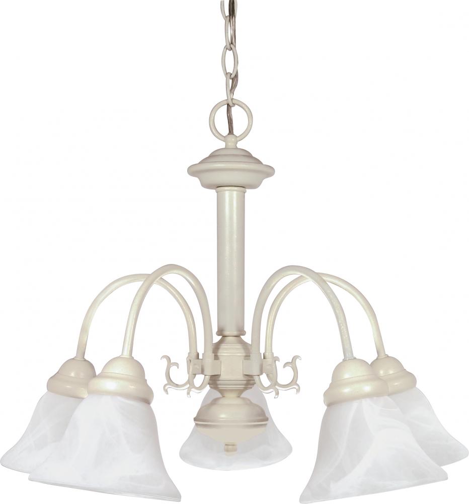 Ballerina - 5 Light Chandelier with Alabaster Glass - Textured White Finish