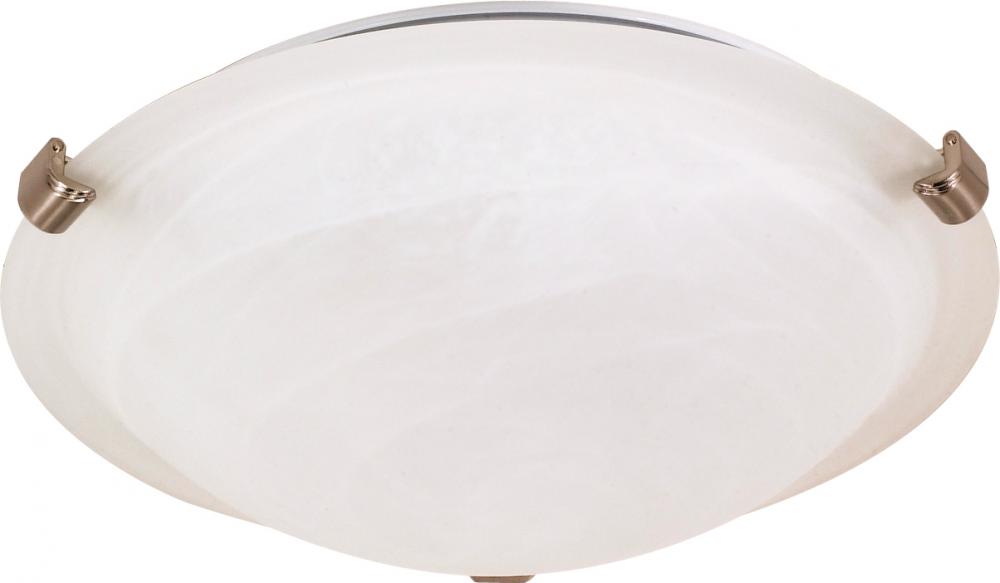 1 Light - 12" Flush with Alabaster Glass - Brushed Nickel Finish