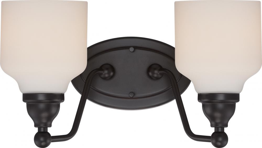 Kirk - 2 Light Vanity Fixture with Satin White Glass - LED Omni Included