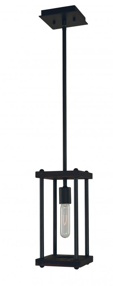 1-Light Matte Black Industria Pendant