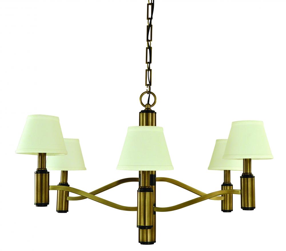 6-Light Antique Brass/Matte Black Accents Hampton Dining Chandelier