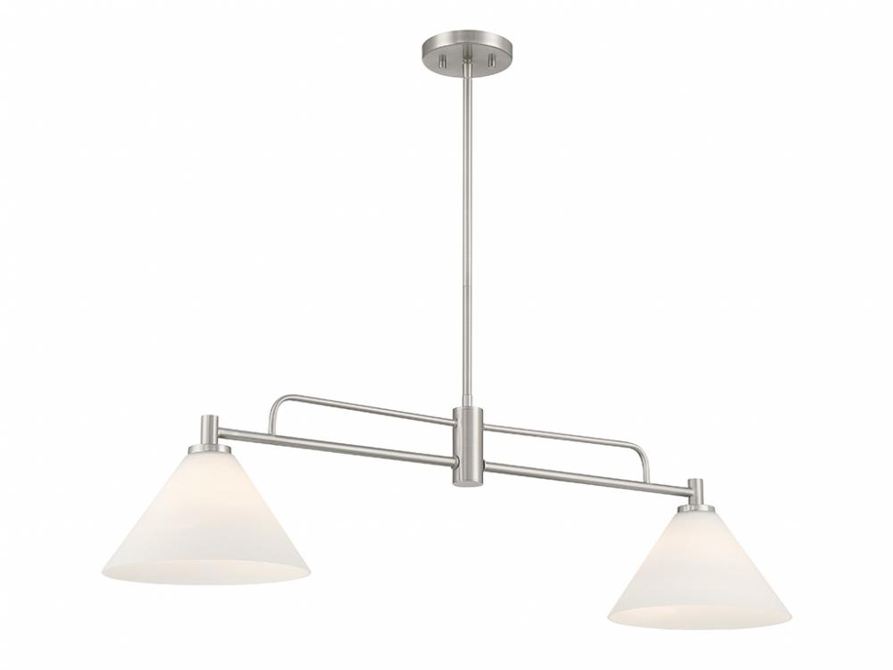 2-Light Chandelier in Brushed Nickel