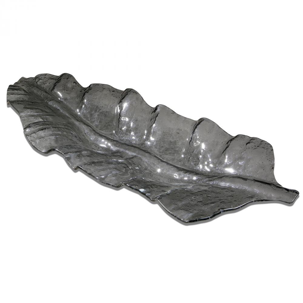 Uttermost Smoked Leaf Glass Tray