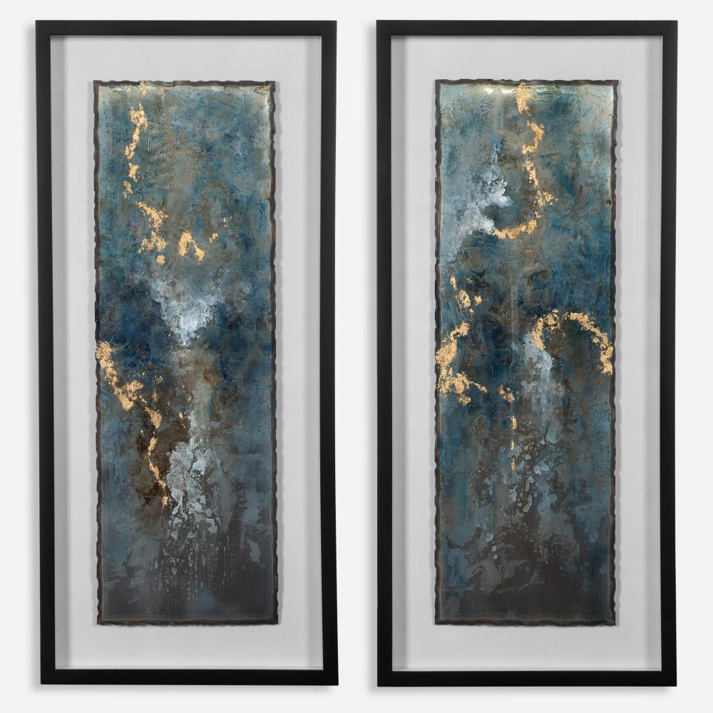 Uttermost Glimmering Agate Abstract Prints, S/2