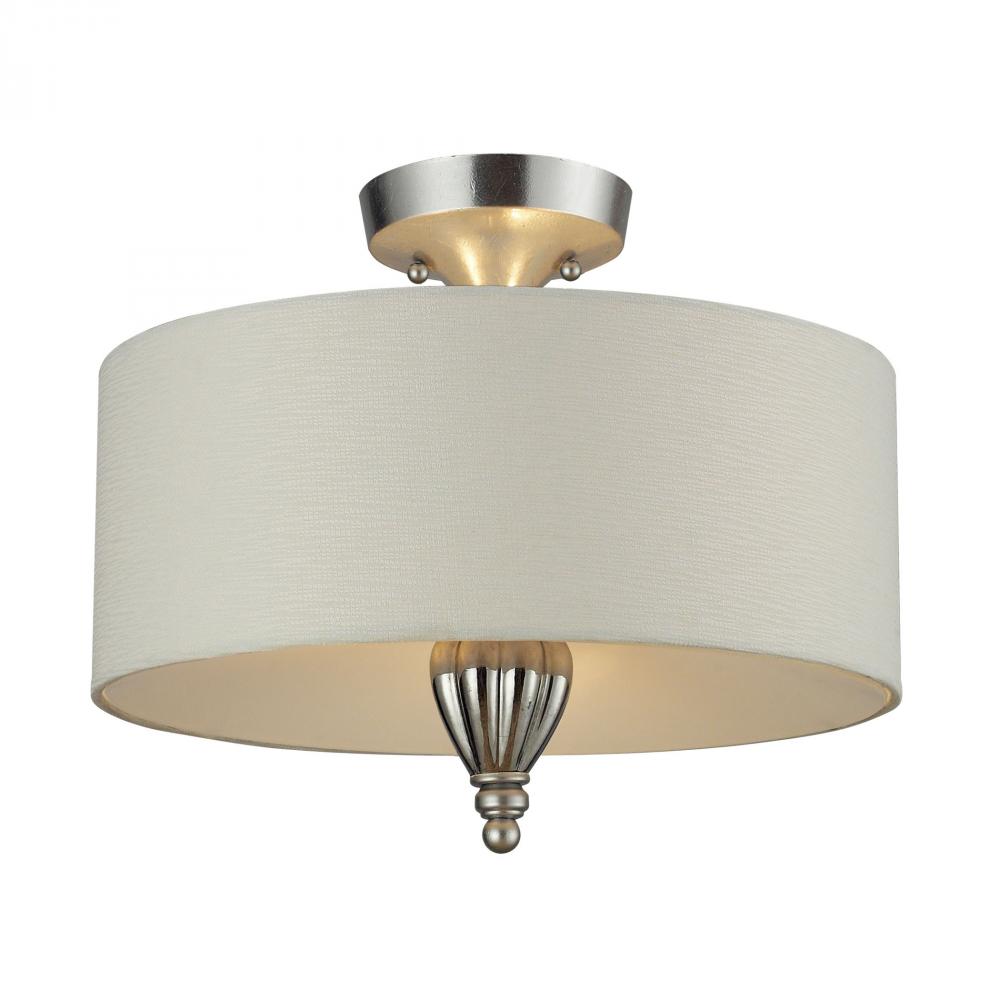 Martique 3 Light Semi Flush in Chrome and Silver Leaf